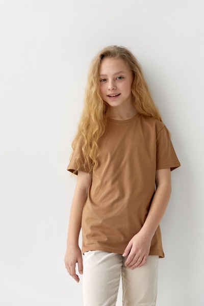 Базова дитяча футболка на дівчинку, однотонна  50520-1 фото