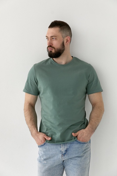 Базова чоловіча футболка, однотонна 50709-1 фото