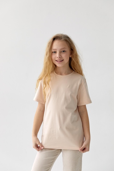 Базова дитяча футболка на дівчинку, однотонна  50508-1 фото