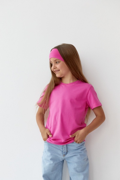 Базова дитяча футболка на дівчинку, однотонна  50518-1 фото