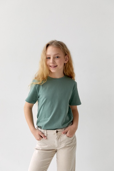 Базова дитяча футболка на дівчинку, однотонна  50509-1 фото