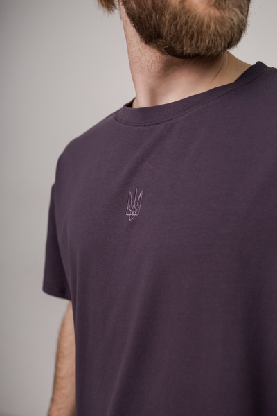 Оверсайз футболка з вишитим тризубом 2089 - 1 - Г - XS  фото